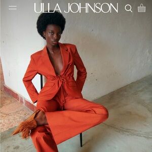 Ulla Johnson twill pantsuit in “saffron”.